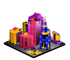 Isometric building in retro style png