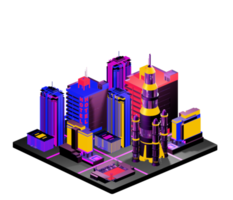 Retro isometric building png