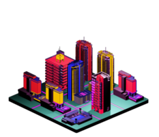 Retro isometric building png