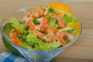 Salad with shrimps and avocado photo