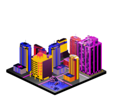 Retro isometric building png