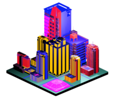 Isometric building in retro style png