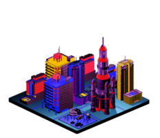 Retro isometric building png