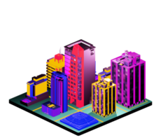 Isometric building arrangement png