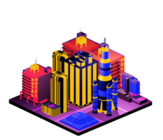 Isometric building in retro style png