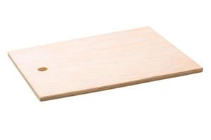 Wooden board on white background photo