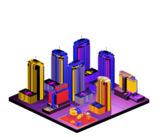 Isometric building in retro style png