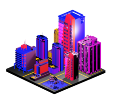 Retro isometric building png