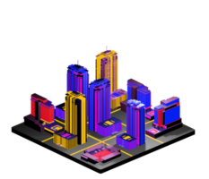 Retro isometric building png