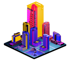 Retro isometric building png