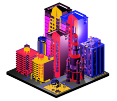 Retro isometric building png