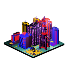 Retro isometric building png