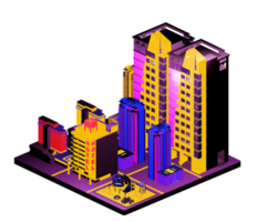 Retro isometric building png