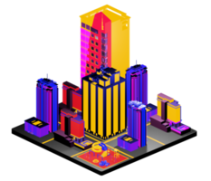 Retro isometric building png