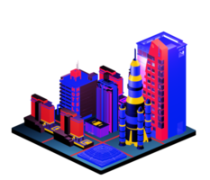 Retro isometric building png