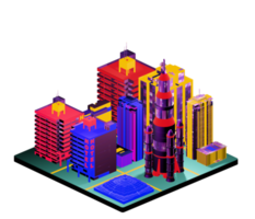 Isometric building in retro style png