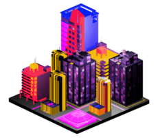 Retro isometric building png