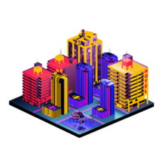 Isometric building in retro style png