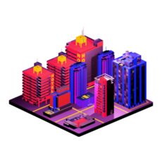 edificio isométrico en estilo retro png