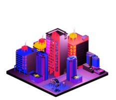 Isometric building in retro style png