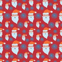 Pattern Santa Claus with snowflakes on a festive red background. For fabrics and wrapping paper. Vector. vector