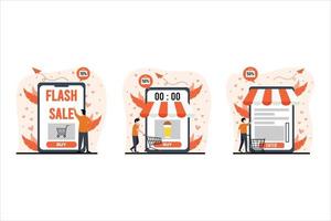 Online Shopping Flat Bundle Design Illustration vector