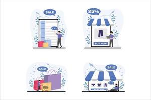 Shopping Flat Bundle Design Illustration vector