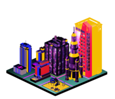 Retro isometric building png