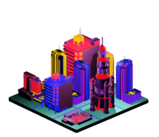 Isometric building in retro style png