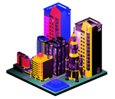 Isometric building in retro style png