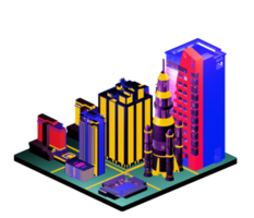 Isometric building arrangement png