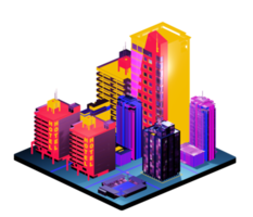 Isometric building in retro style png