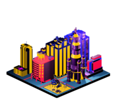 Retro isometric building png