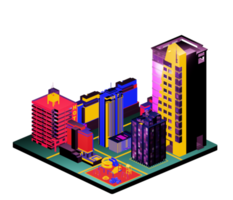 Retro isometric building png