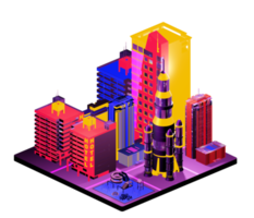 Isometric building arrangement png