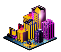 Retro isometric building png