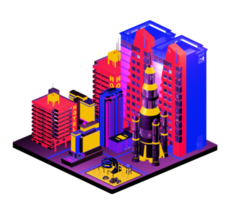 Isometric building in retro style png