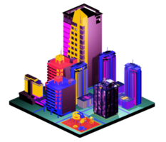 Retro isometric building png