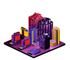 Retro isometric building png