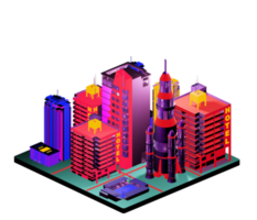 Isometric building in retro style png