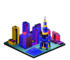 Retro isometric building png