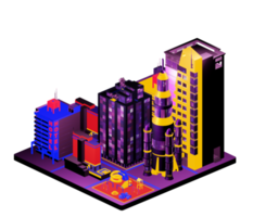 Isometric building in retro style png