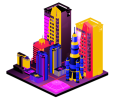 Isometric building in retro style png