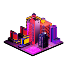 edificio isométrico en estilo retro png