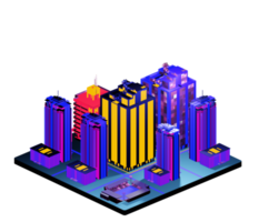 Retro isometric building png