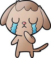 cute cartoon dog crying vector