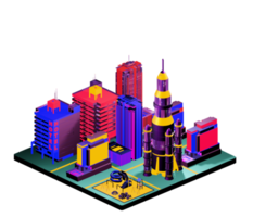 Retro isometric building png