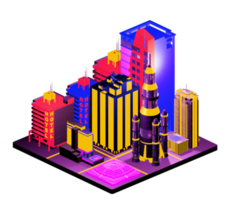 Retro isometric building png