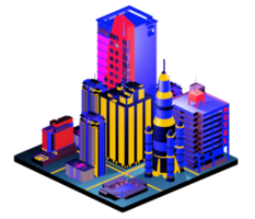 Retro isometric building png