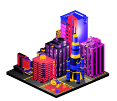 Retro isometric building png